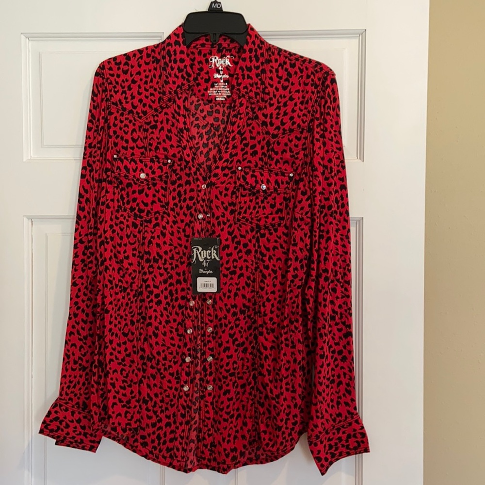 New Ladies Rock 47 Leopard Western Shirt M